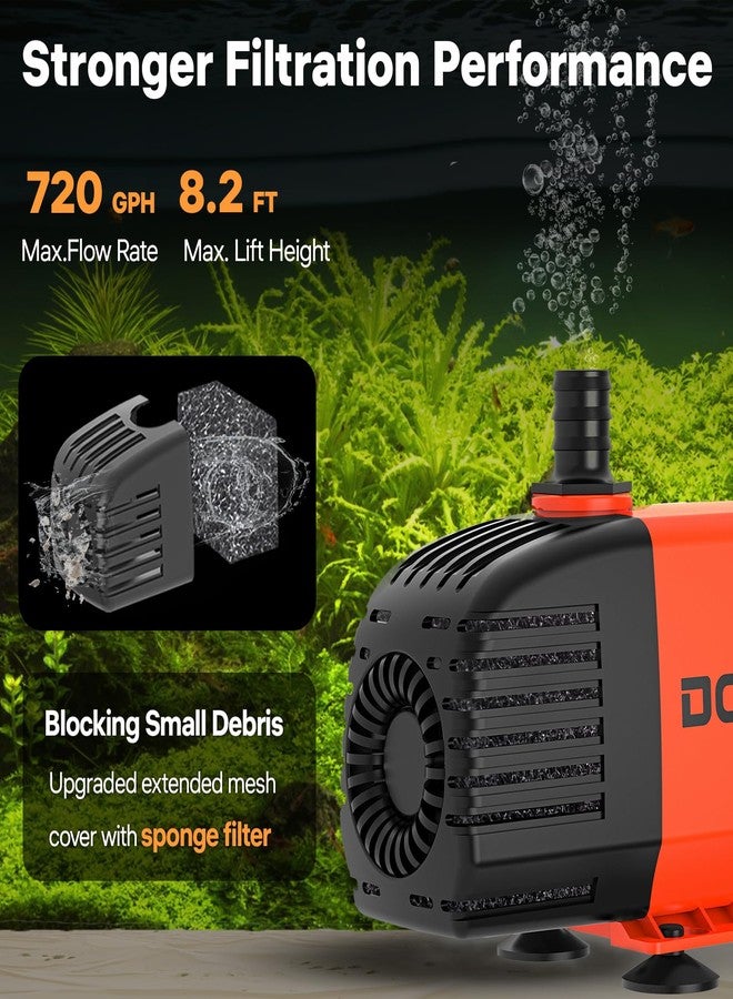 Doko Submersible Water Pump,720GPH Aquarium Water Pump with Extended Mesh Cover and Sponge,Ultra Quiet Pond Pump with 6Ft Power Cord for Fountains,Fish Tanks,Hydroponics,and Waterfalls - Image 2